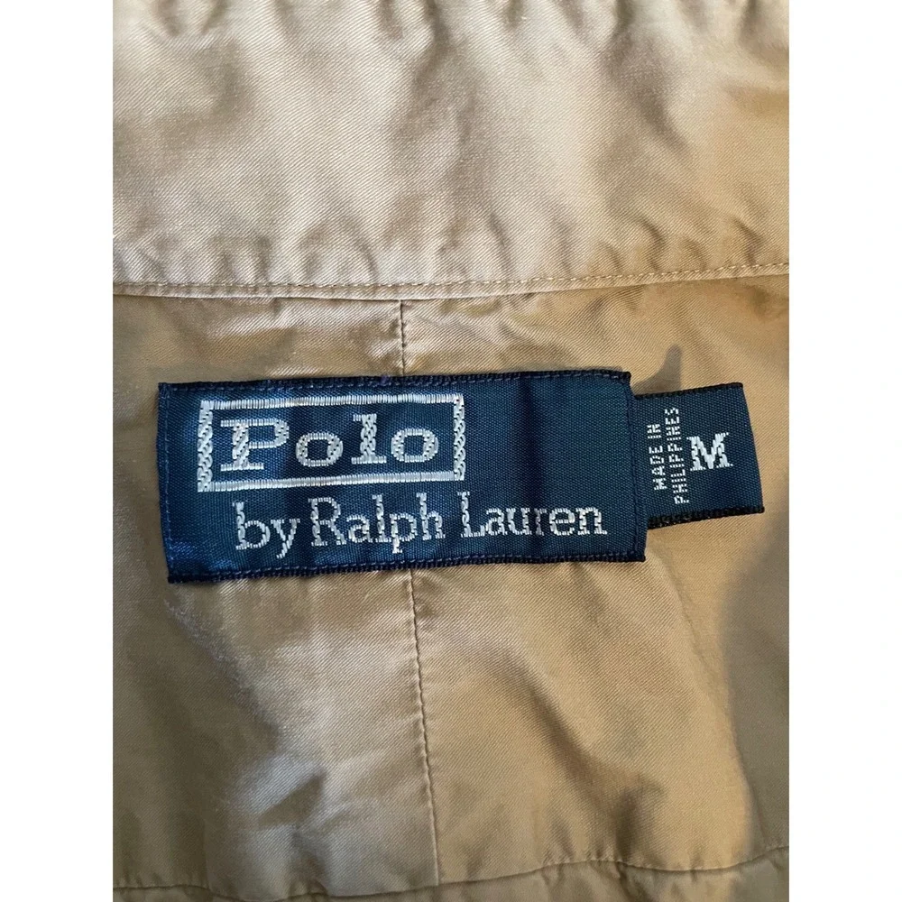 Polo Ralph Lauren Mens Medium Khaki Tan Short Sleeve Utility Button Down Shirt